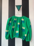 Groene blouse bloem (mt 110-116)