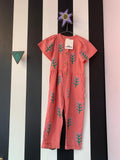 Roze jumpsuit bloem (mt 116)