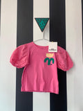 Roze t-shirt bloem (mt 110-116)