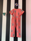 Roze jumpsuit bloem (mt 116)