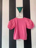 Roze t-shirt bloem (mt 110-116)