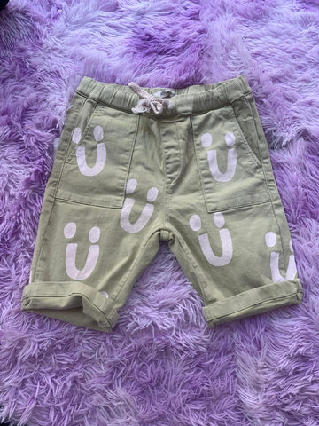 Groene denim short smiley (146-152)