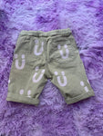 Groene denim short smiley (146-152)