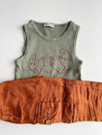 Roestbruine linnen broek met top - mt 98