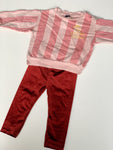 Stoere sweater met print en velvet rode legging - mt 80-86