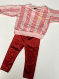 Stoere sweater met print en velvet rode legging - mt 80-86