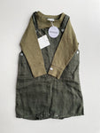 Linnen salopette met groen shirt - mt 1-2 jaar