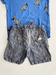 Blauw shirt met linnen short - mt 116-122