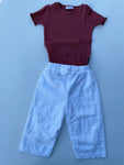 Roestbruin shirt met kanten culotte - mt 3-4 jaar