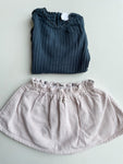 Zeegroene romper met beige ribrokje - mt 18 mnd