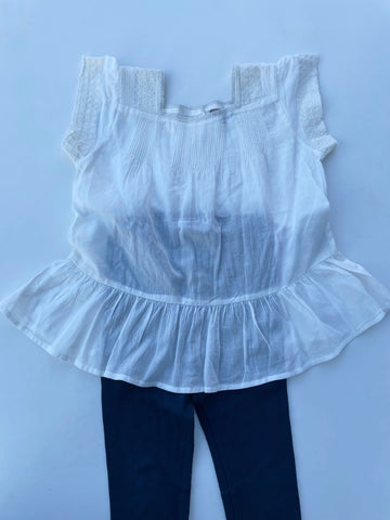 Kanten blouse met zeegroene legging - mt 128