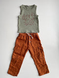 Roestbruine linnen broek met top - mt 98