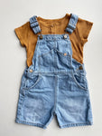 Jeans tuinpakje met gele romper - mt 92