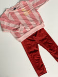Stoere sweater met print en velvet rode legging - mt 80-86
