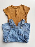 Jeans tuinpakje met gele romper - mt 92